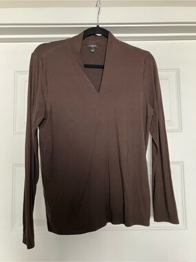 Talbots Petites Brown Long-Sleeve Top Women Medium 2026-603